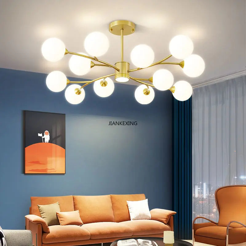 lampadario moderno in vetro led con sospensione per decorazione casa