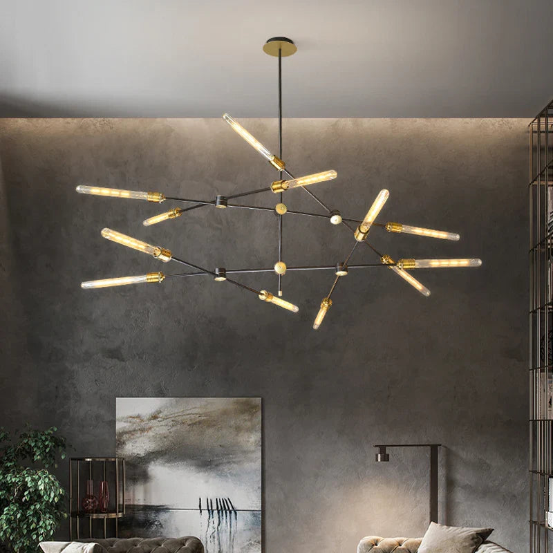 Lampadario minimalista in vetro tubolare