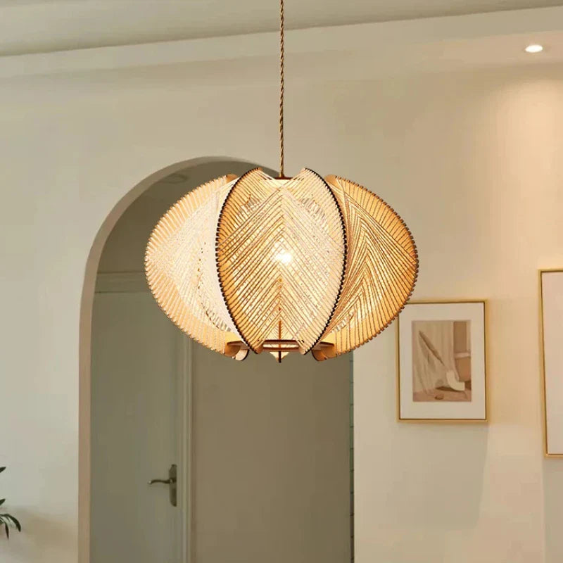 lampadario moderno in corda di canapa giapponese per decorazione d'interni
