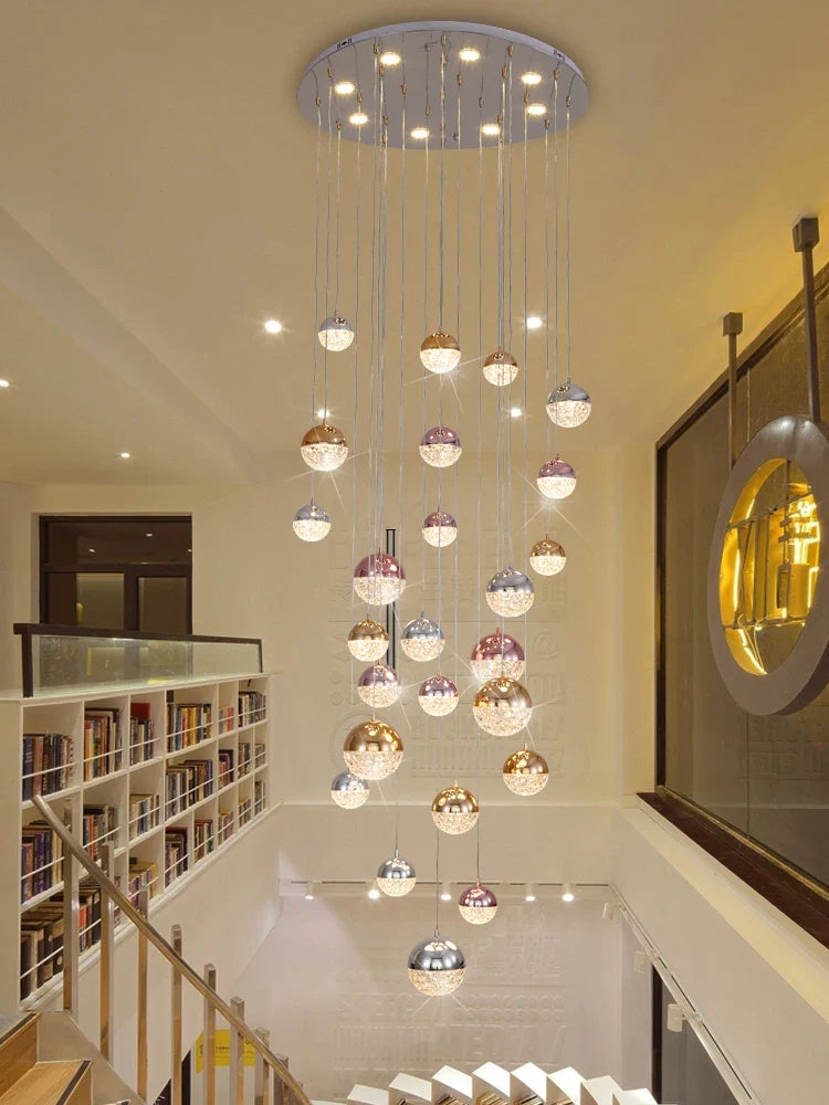 lampadario moderno in sfere di acrilico per illuminazione interna di lusso