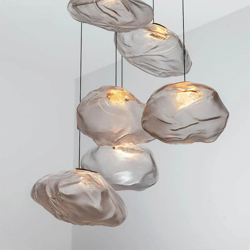 lampadario moderno 	 in vetro per ristorante e negozio di abbigliamento