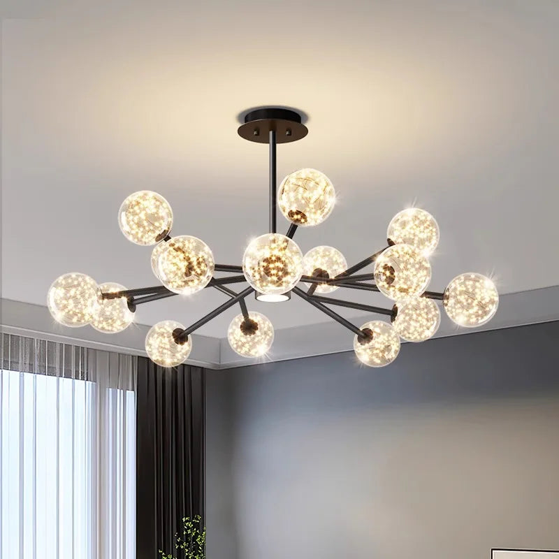 lampadario decorazione interna con lampade sospese fantasiose