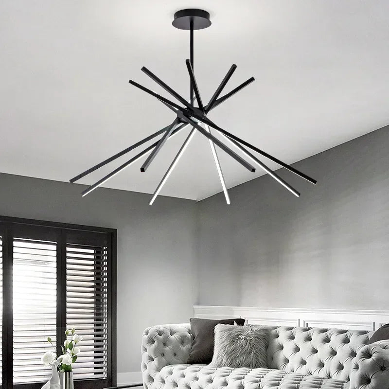 lampade sospese lunghe minimaliste nordiche a led nere bianche in alluminio decorazione soggiorno lampadari hall lampade sospese illuminazione