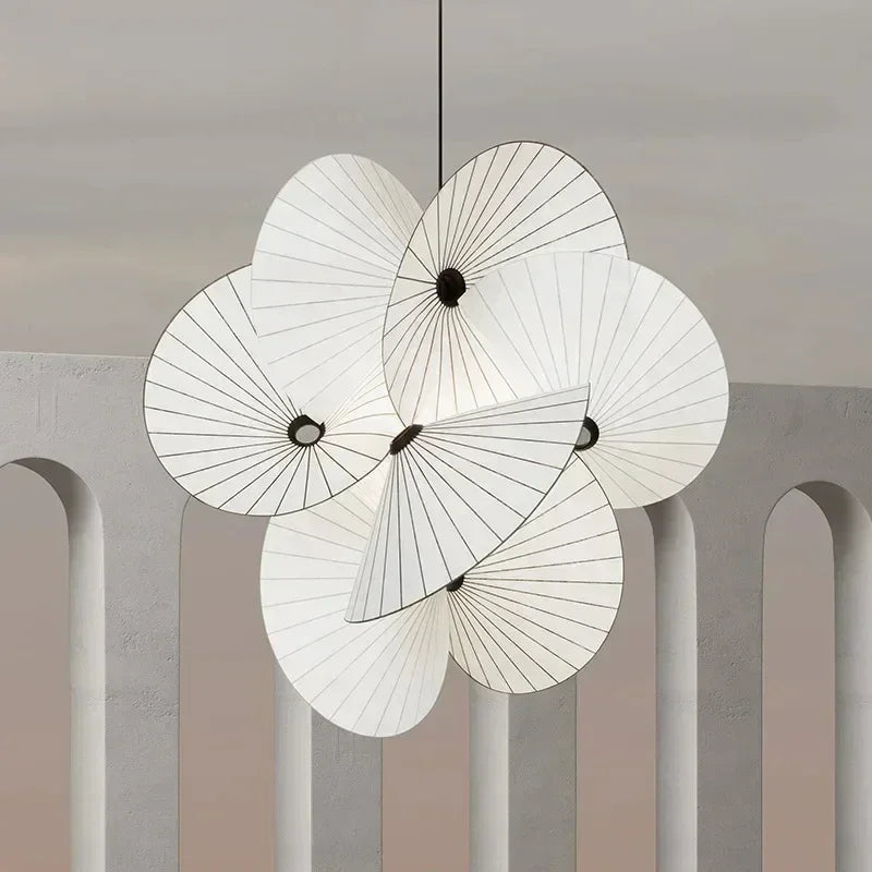 lampadario moderno design minimalista nordico in tessuto con luci led