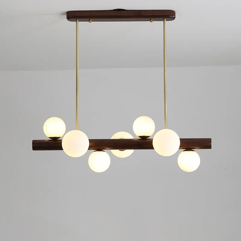lampadario moderno in legno gomma noce stile semplice decorazione minimalista