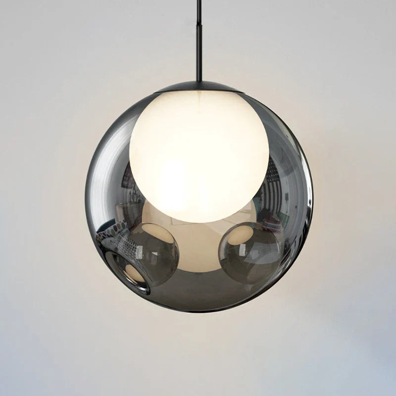lampadario nordico in vetro semplice a sospensione interna