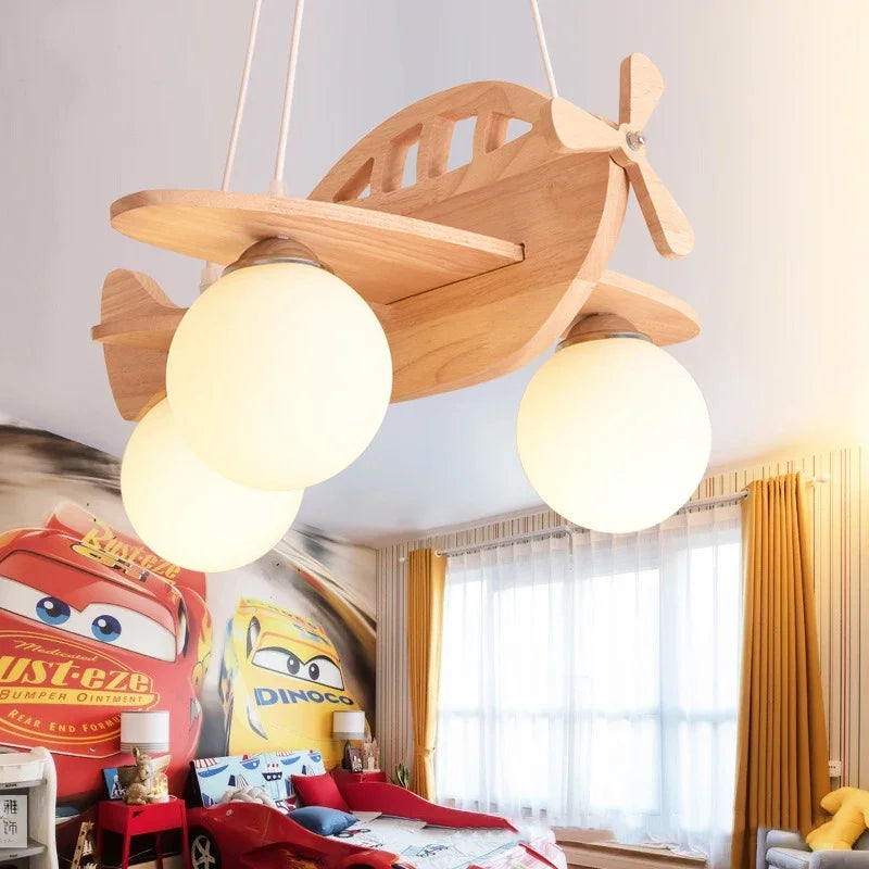 Lampadario aereo per bambini in legno moderno