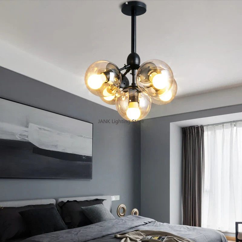 lampadario stile industriale retrò sfera a forma di fagiolo in vetro LED creativo
