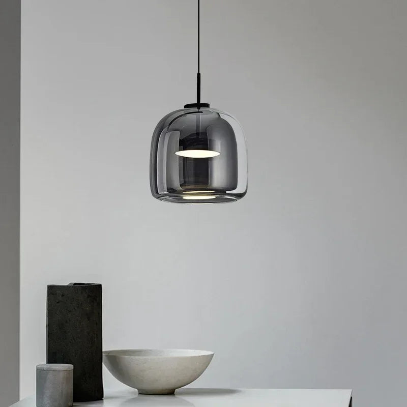 lampadario LED in vetro moderno di lusso per casa semplice