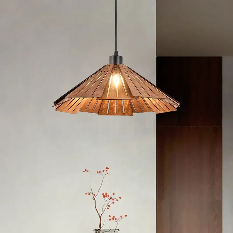 lampadario minimalista in legno di noce per interni vintage moderni