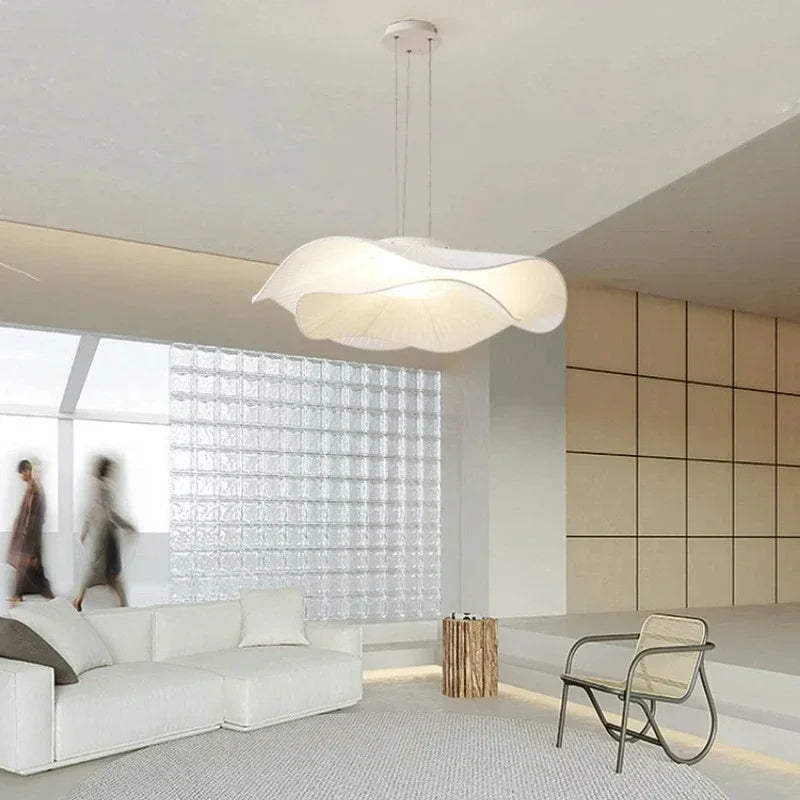Lampadario minimalista nordico in tessuto design foglia di loto