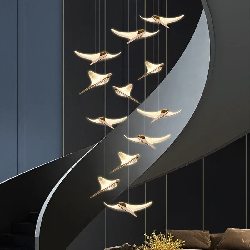 lampadario moderno led mouette duplex scala nordico