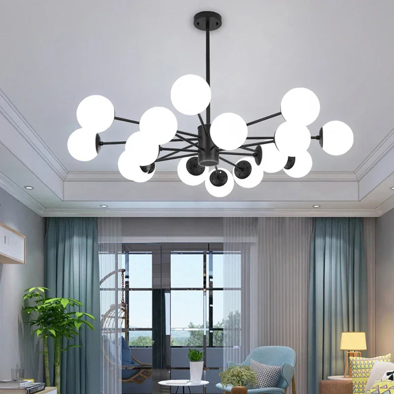 lampadario moderno in vetro per interni luminosi