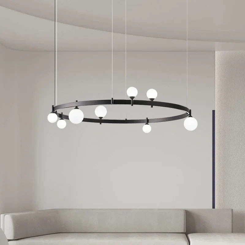 lampadario moderno regolabile in vetro per decorazione artistica