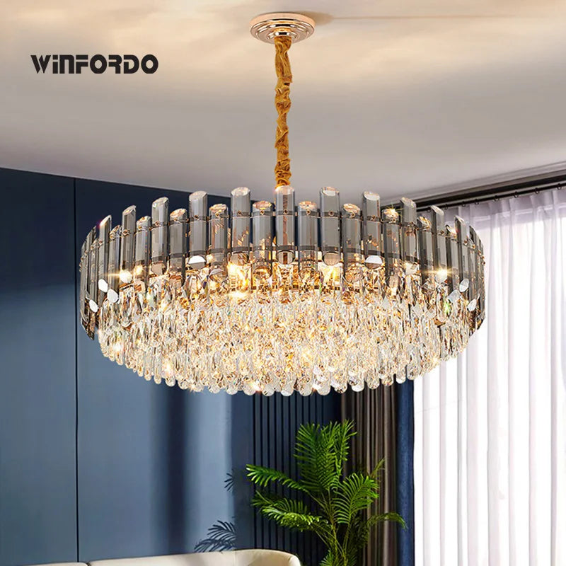 lampadario led di lusso in cristallo moderno 	 in stock