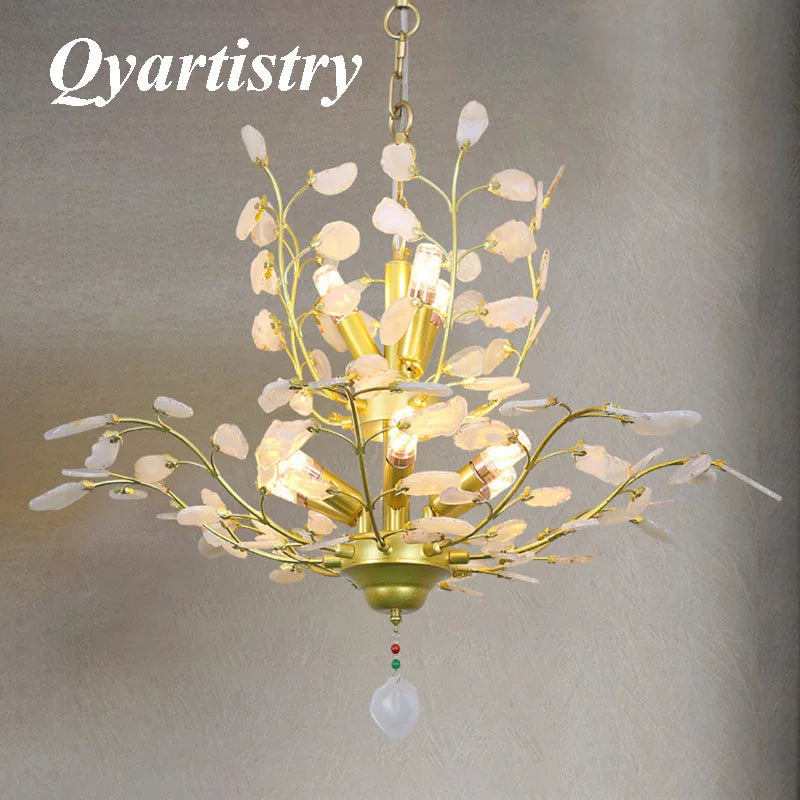 lampadario a LED in agata naturale ideale per decorazione romantica