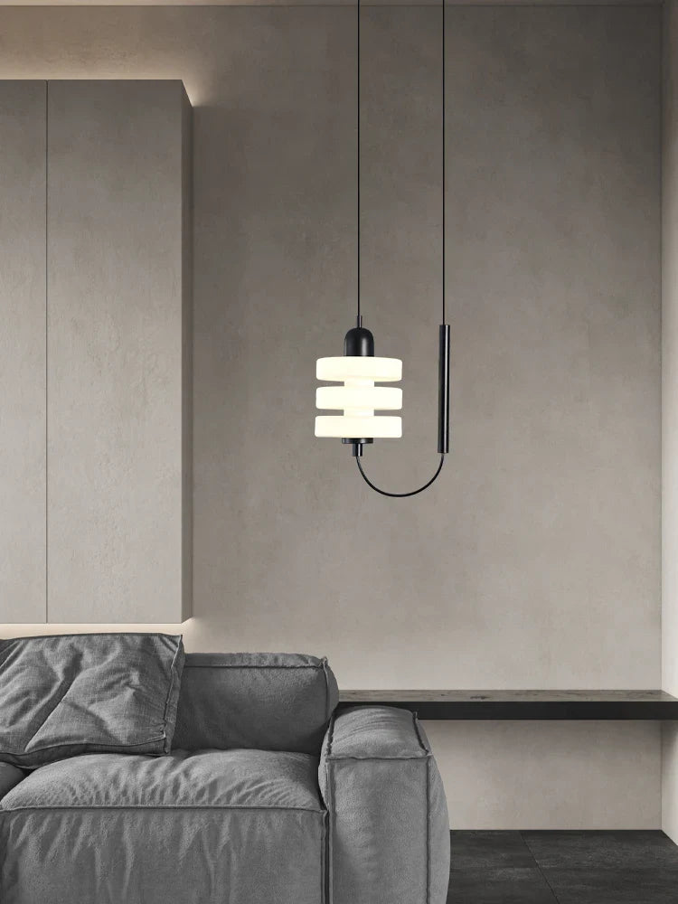 lampadario in vetro bianco e nero design moderno elegante