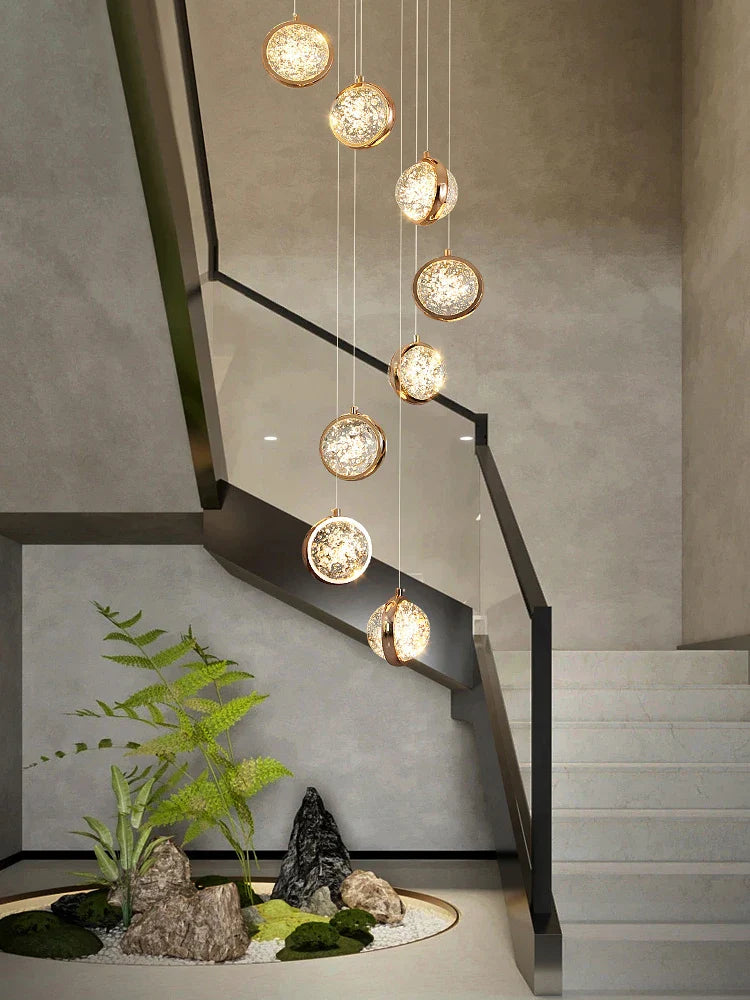 lampadario rotante design nordico in cristallo per illuminazione interna