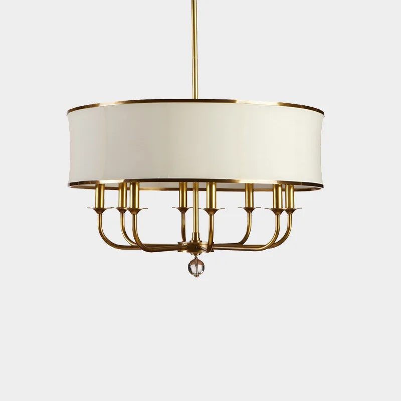 lampadario in rame stile americano con paralume in tessuto creativo semplice