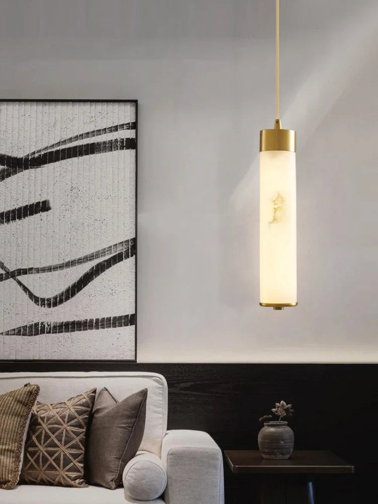 lampadario in marmo naturale puro e rame per decorazione moderna minimalista