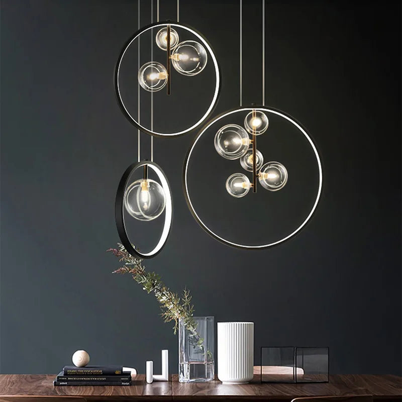 lampadario in vetro a bolle stile nordico per decorazione moderna