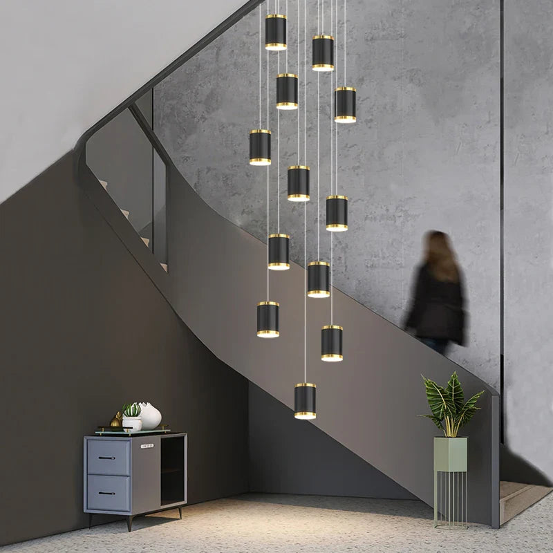 lampadario moderno led per scala e interno contemporaneo