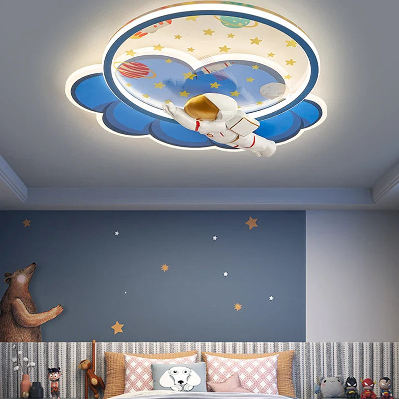 lampadario astronauta a forma di nuvola LED dimmerabile con telecomando e protezione occhi
