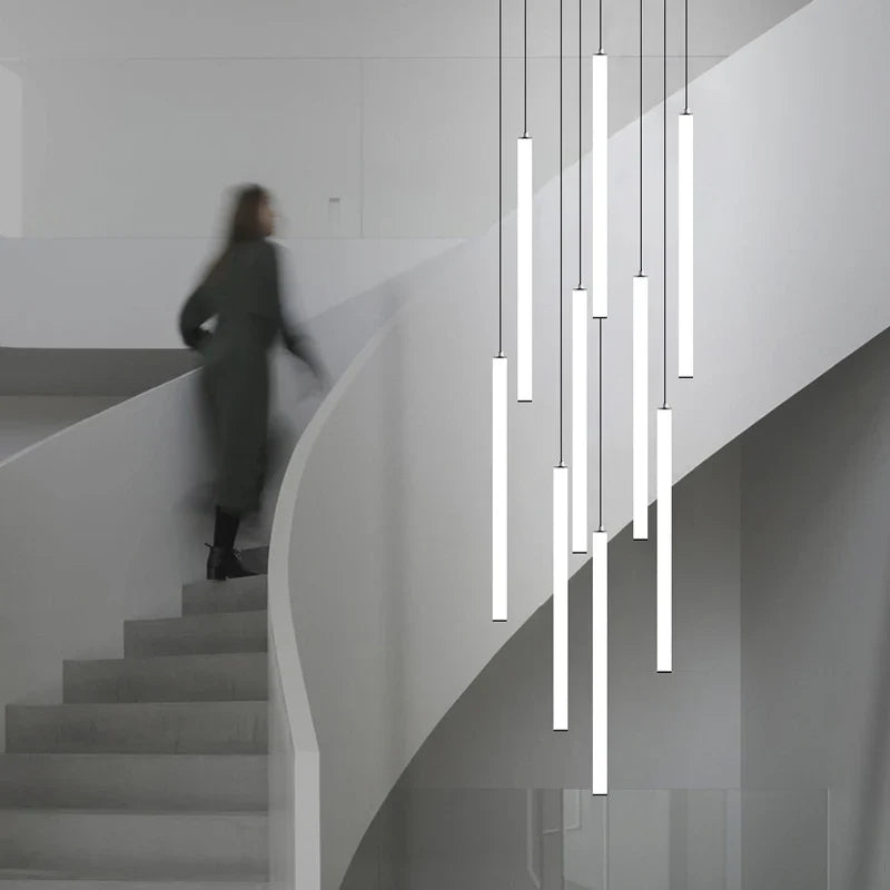lampadario tubo lungo moderno per villa nordica e sala esposizione