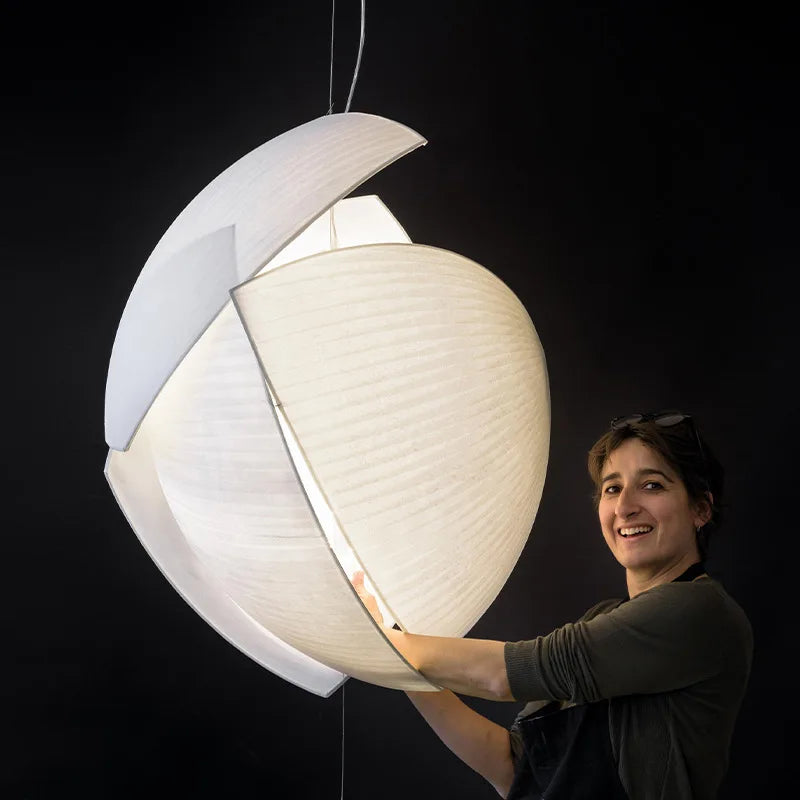 lampadario wabi-sabi LED in seta giapponese per decorazione casa