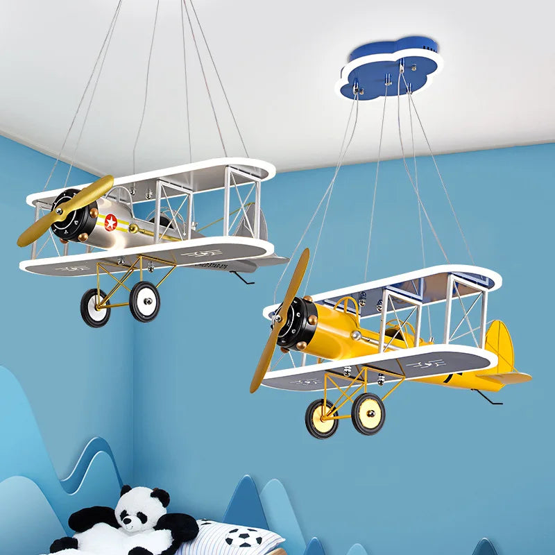 lampadario creativo a forma di aereo elicottero per camera bambini moderna