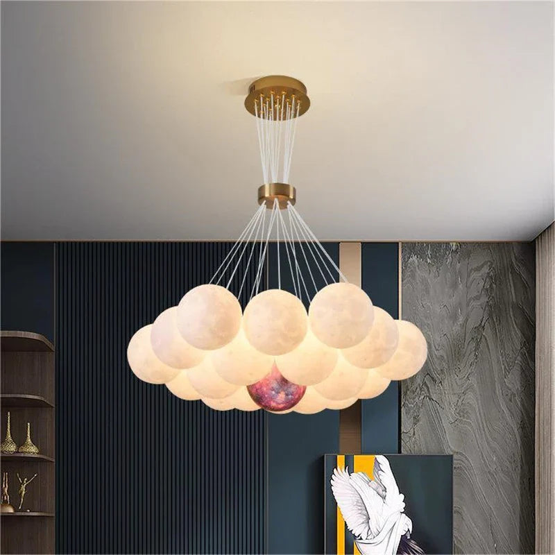 lampadario nordico pianeta luna design bolla led decorazione casa