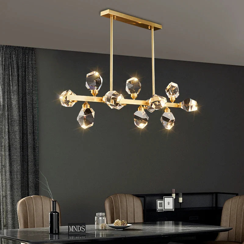 lampadario moderno in ottone diamante cristallo led di lusso