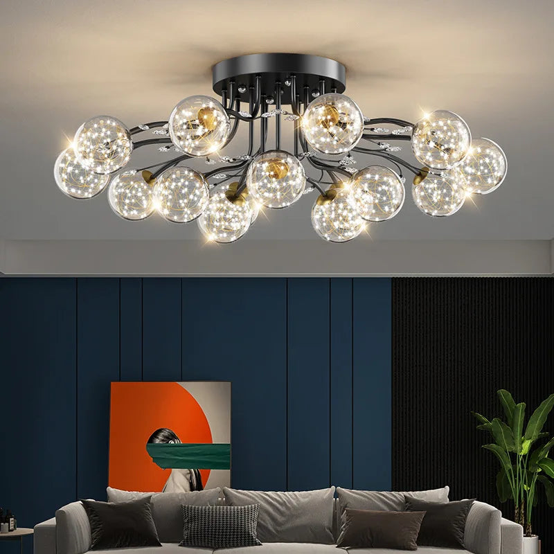 lampadario a led in vetro bolle design moderno ed elegante