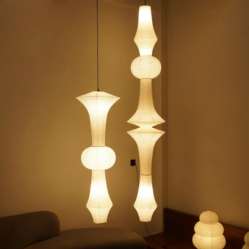 nordico wabi sabi vento carta di riso sospensione luci led soggiorno camera angolo lampadario duplex loft decorazione casa lampada da comodino