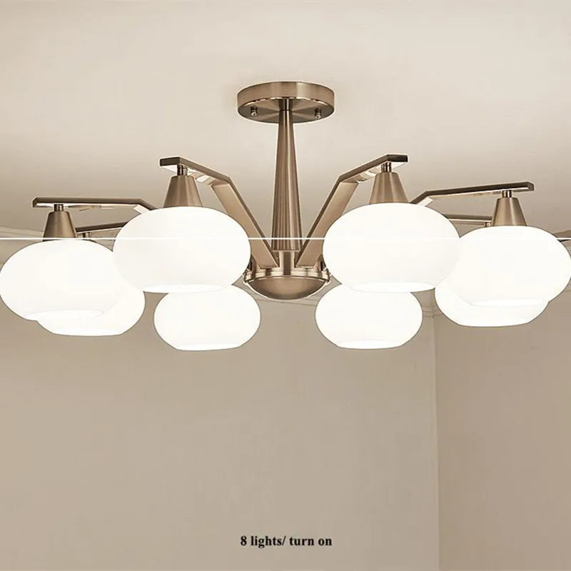 lampadario moderno in metallo nichelato con illuminazione a led