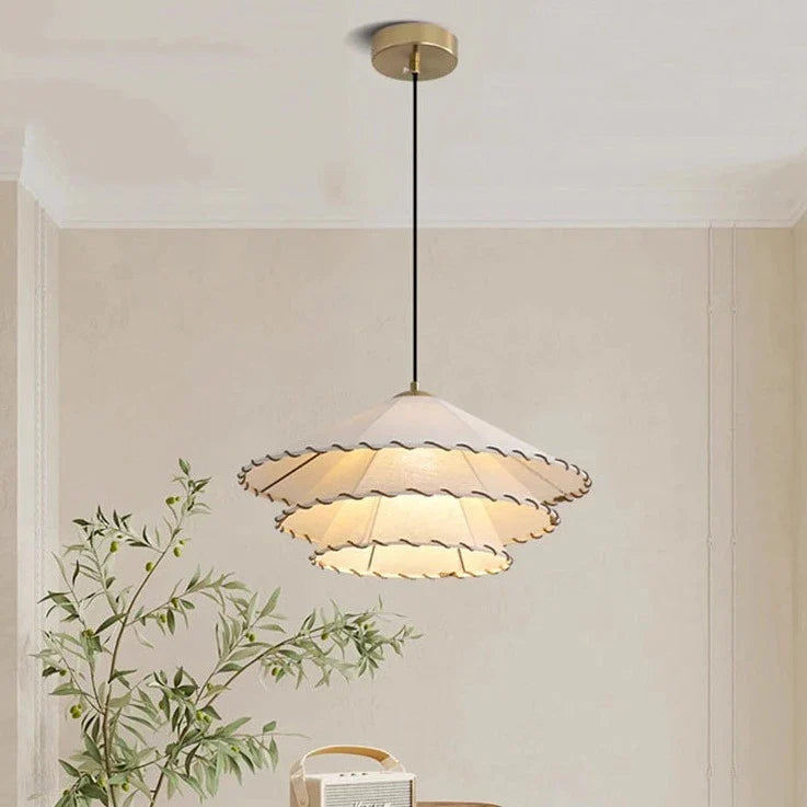 lampadario in tessuto nordico sospensione luce LED ristorante camera sala da pranzo decorazione casa lampadario creativo cappello in cotone lino lampada lampadario