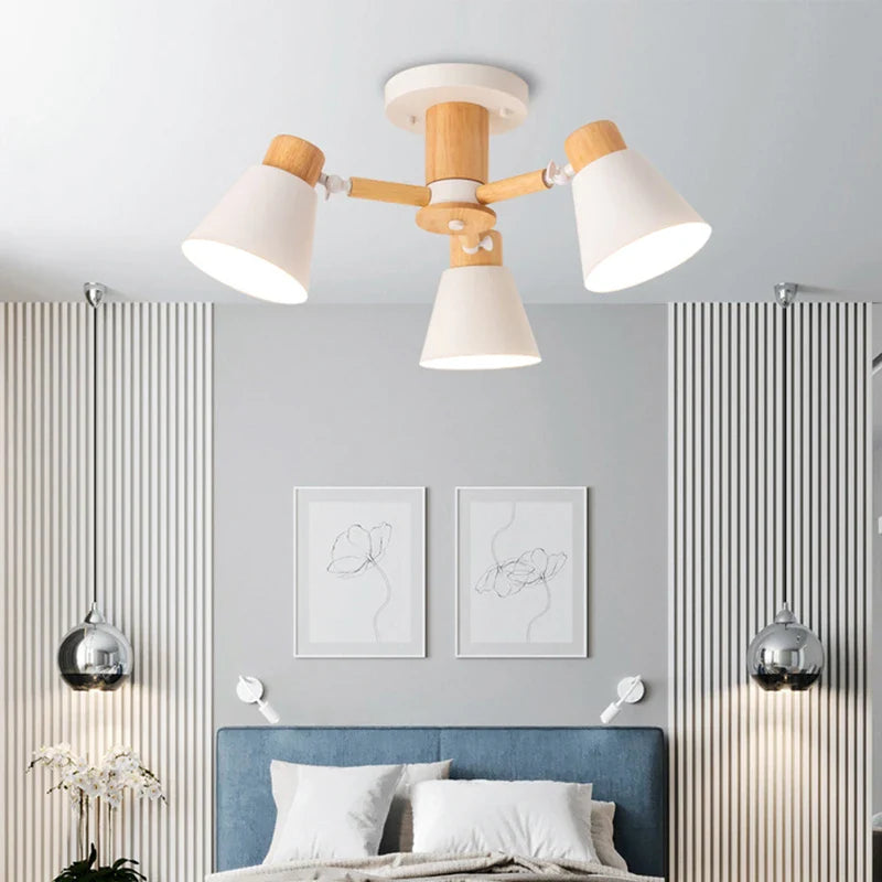 lampadario nordico in legno massiccio illuminazione moderna per hotel e ristorante