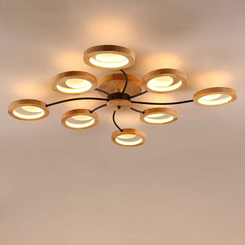 lampadari moderni in legno con lampade led nordiche