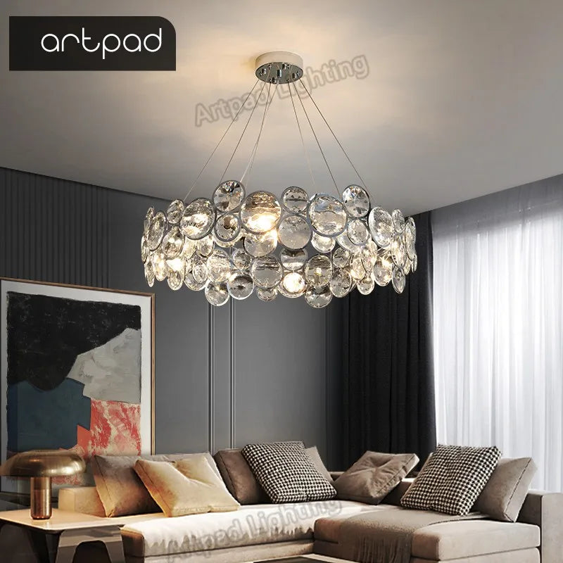 lampadario moderno in cristallo per decorazione d'interni elegante e romantica