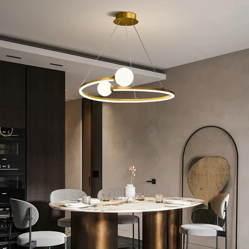 lampadario led anello creativo nordico illuminazione sospensione moderna