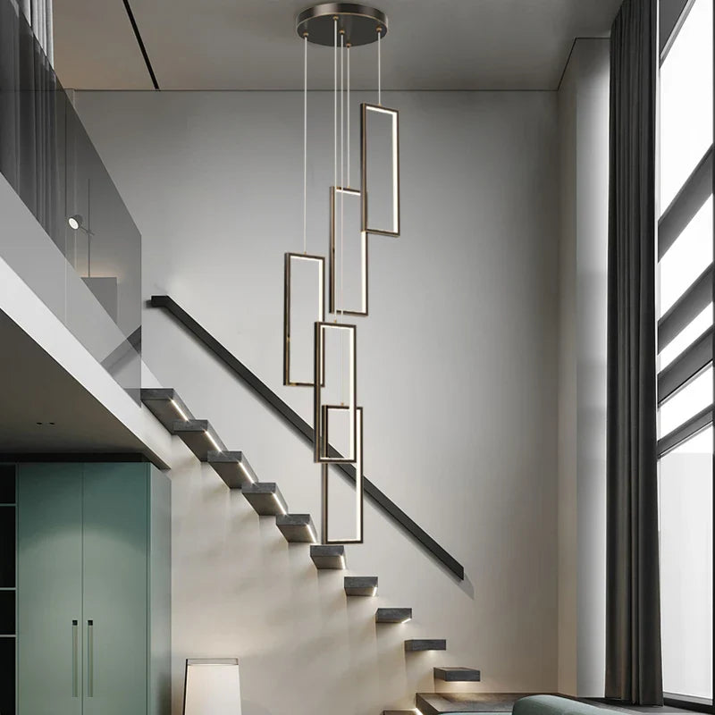 lampadario moderno in rame con illuminazione LED design elegante
