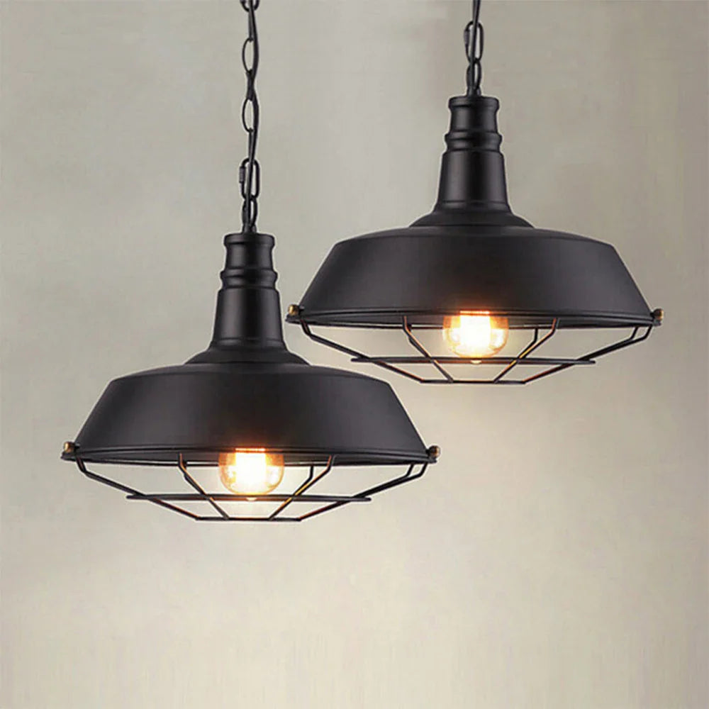 lampadario industriale americano retrò in ferro per bar loft