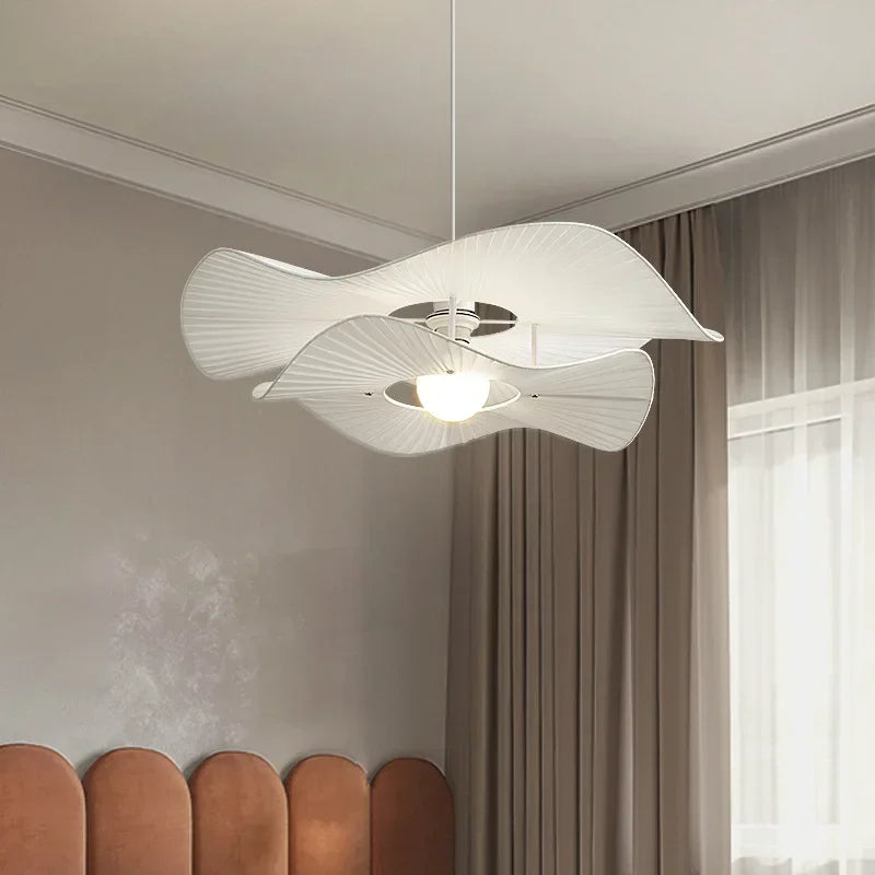 lampadario moderno in tessuto plissettato per decorazione d'interni elegante