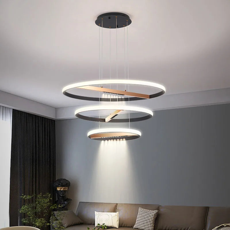 lampadario moderno ad anello rotondo per illuminazione interna