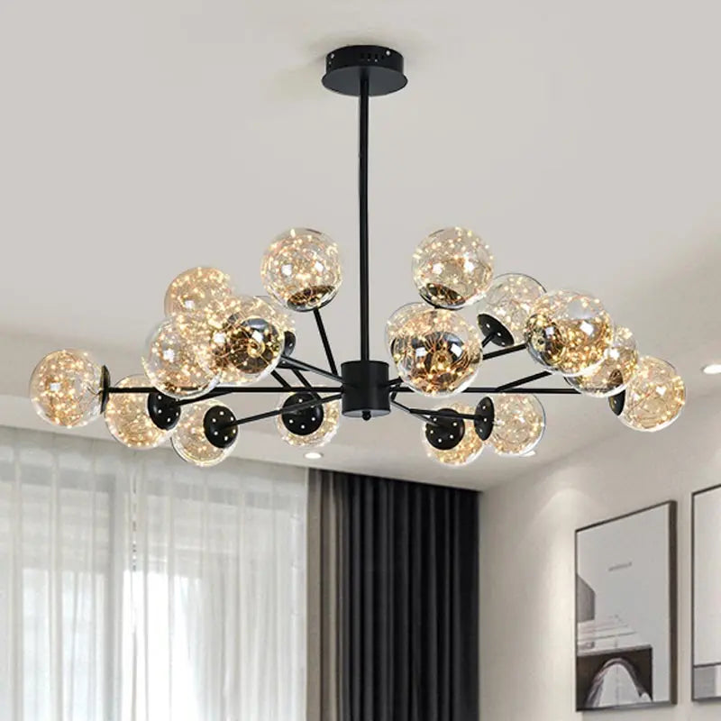 lampadario moderno a forma di stella con paralume in vetro decorativo