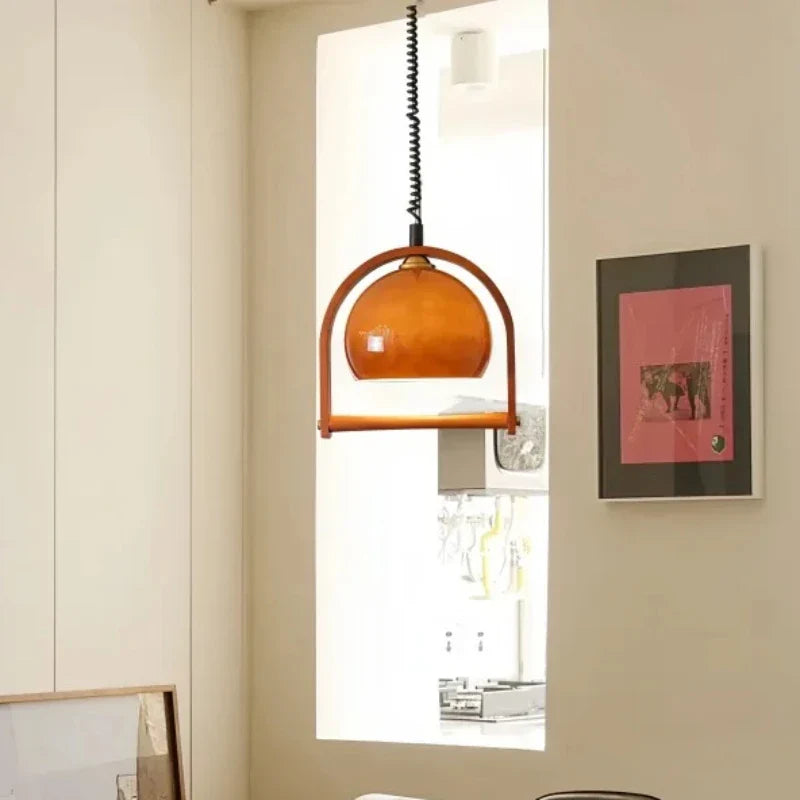 lampadario vintage in vetro retrò retrattile per decorazione d'interni