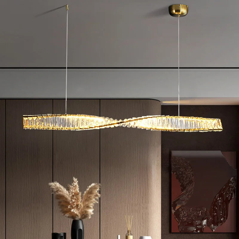 lampadario in cristallo a led design moderno per ristorante e sala da pranzo
