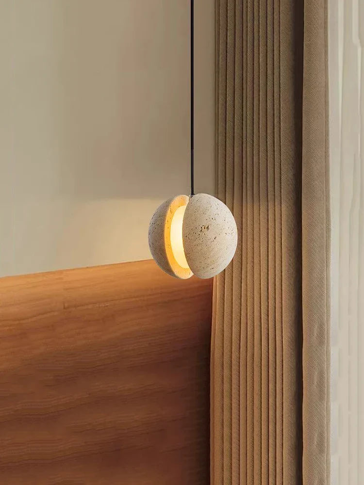 lampadario in pietra di luna wabi-sabi sospensione decorativa calda