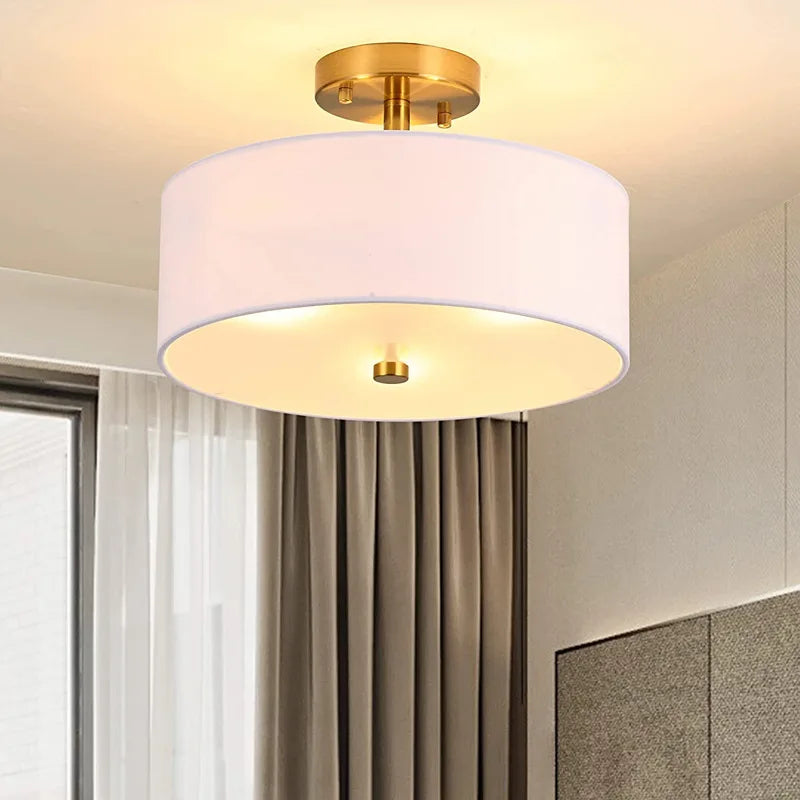 lampadario stile americano semplice in tessuto circolare
