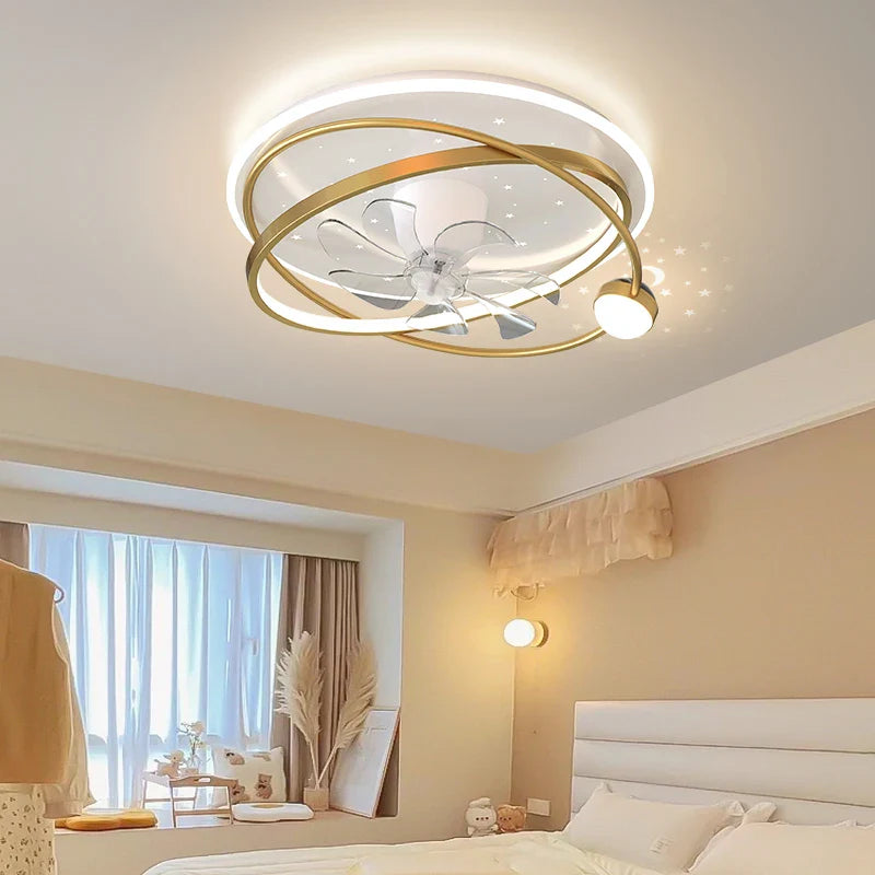 lampadario moderno con luci e ventilatore intelligente per interno